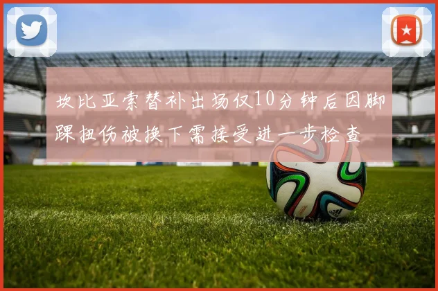 坎比亚索替补出场仅10分钟后因脚踝扭伤被换下需接受进一步检查